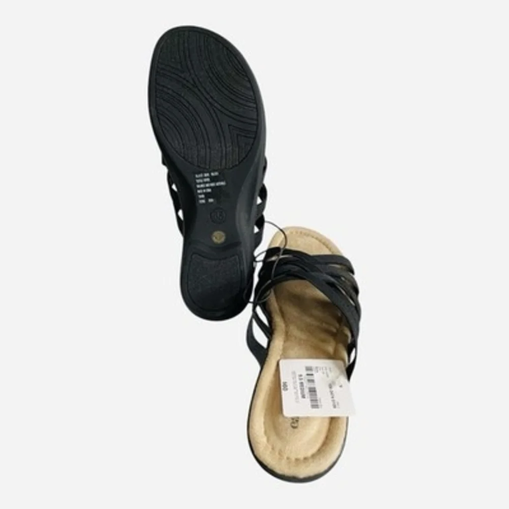 East 5th Irene Women's Black Strappy Memory Foam Slide Sandal Size 9.5 M NIB